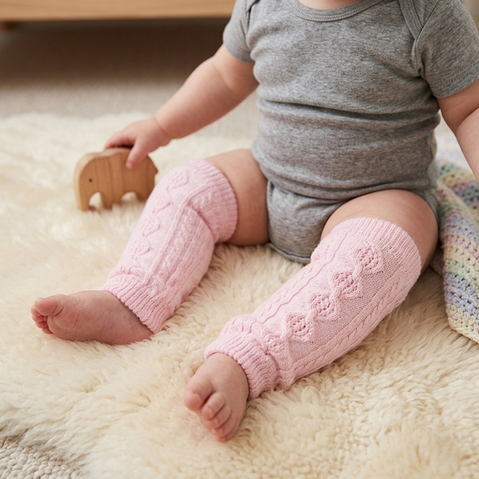 Wrapables Animals and Fun Colorful Baby & Toddler Leg Warmers, Argyle Pink