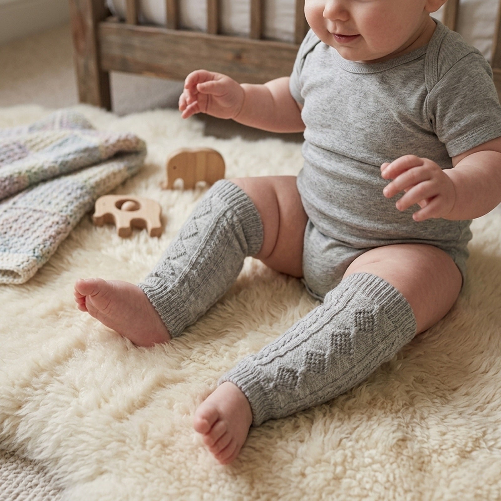 Wrapables Animals and Fun Colorful Baby & Toddler Leg Warmers, Argyle Gray