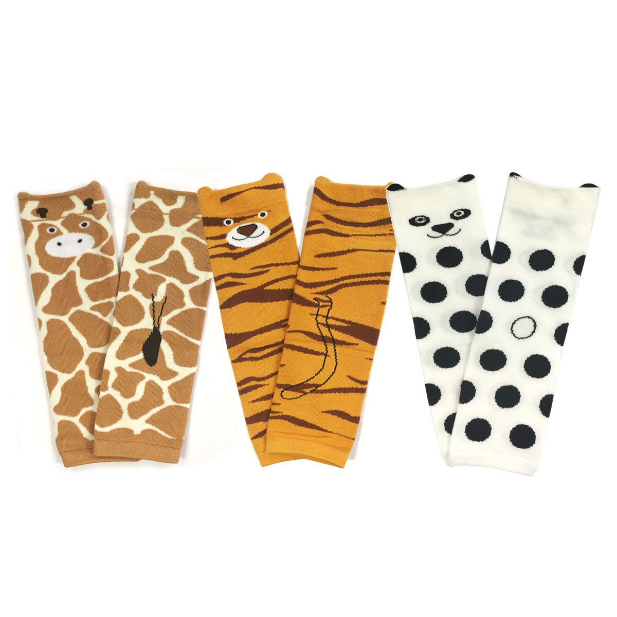 Wrapables Wilderness Buddies Baby Leg Warmers (Set of 3), Giraffe, Tiger, Panda