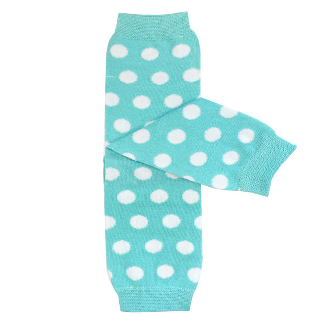 Wrapables Colorful Baby & Toddler Leg Warmers 2, Dots Aqua & White