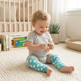 Wrapables Colorful Baby & Toddler Leg Warmers 2, Dots Aqua & White