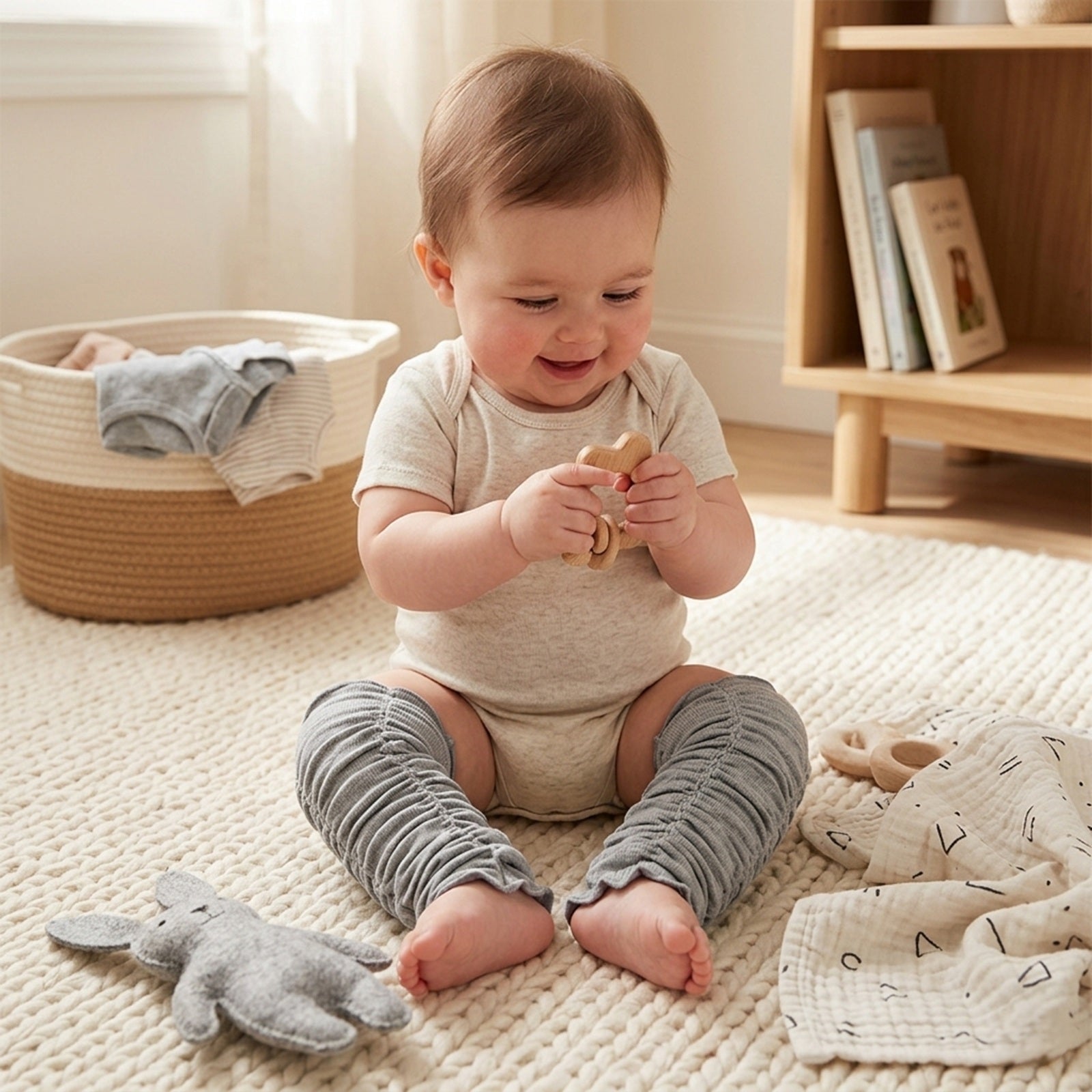 Wrapables Ruffle Leg Warmers for Toddler, Gray