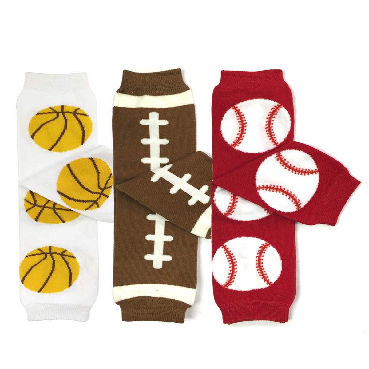 Wrapables Sports Baby Leg Warmers (Set of 3), Basketball, Football, Baseball