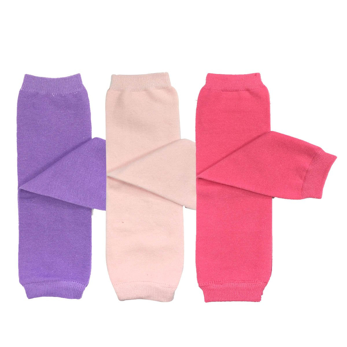 Wrapables Solid Colored Baby Leg Warmers (Set of 3), Lavender, Light Pink, Hot Pink