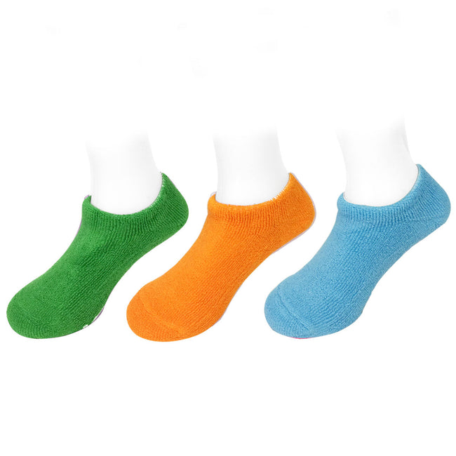 Wrapables Children's Non-Skid Gripper Socks (Set of 3), Green, Orange, Blue