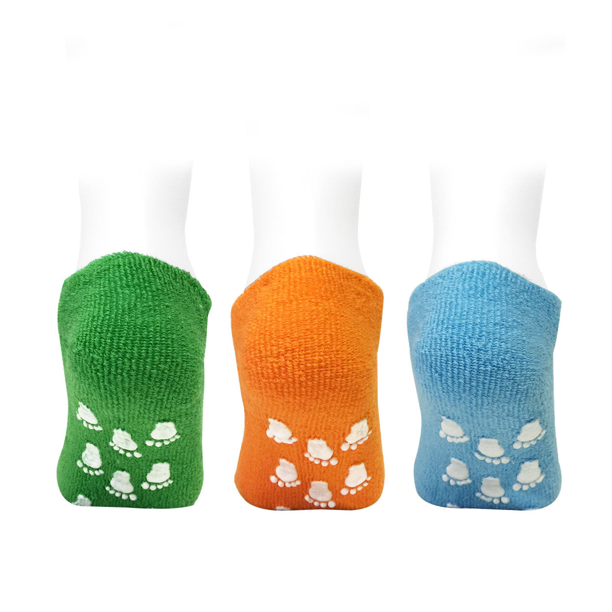 Wrapables Children's Non-Skid Gripper Socks (Set of 3), Green, Orange, Blue