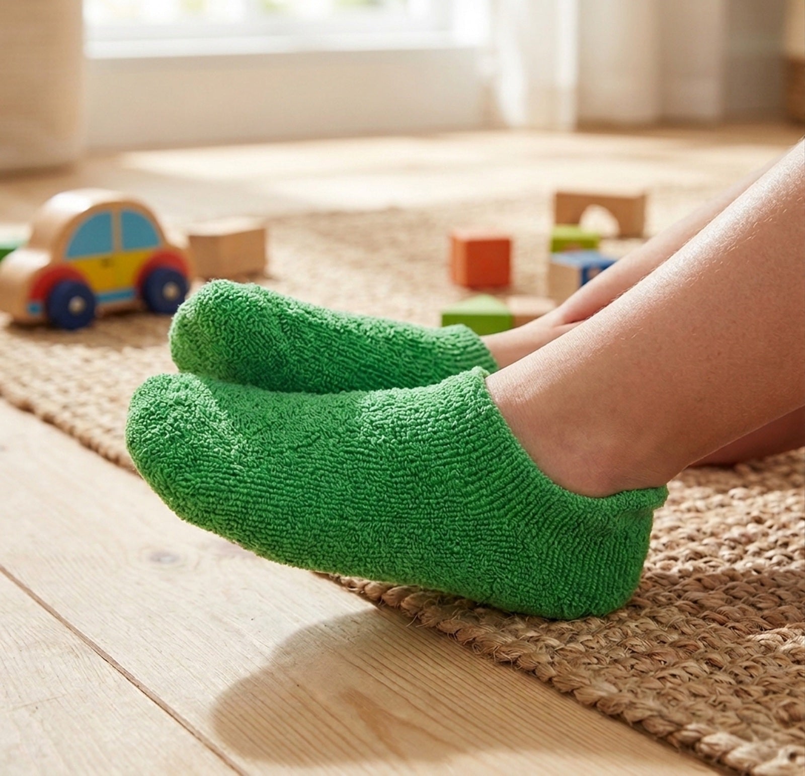 Wrapables Children's Non-Skid Gripper Socks (Set of 3), Green, Orange, Blue