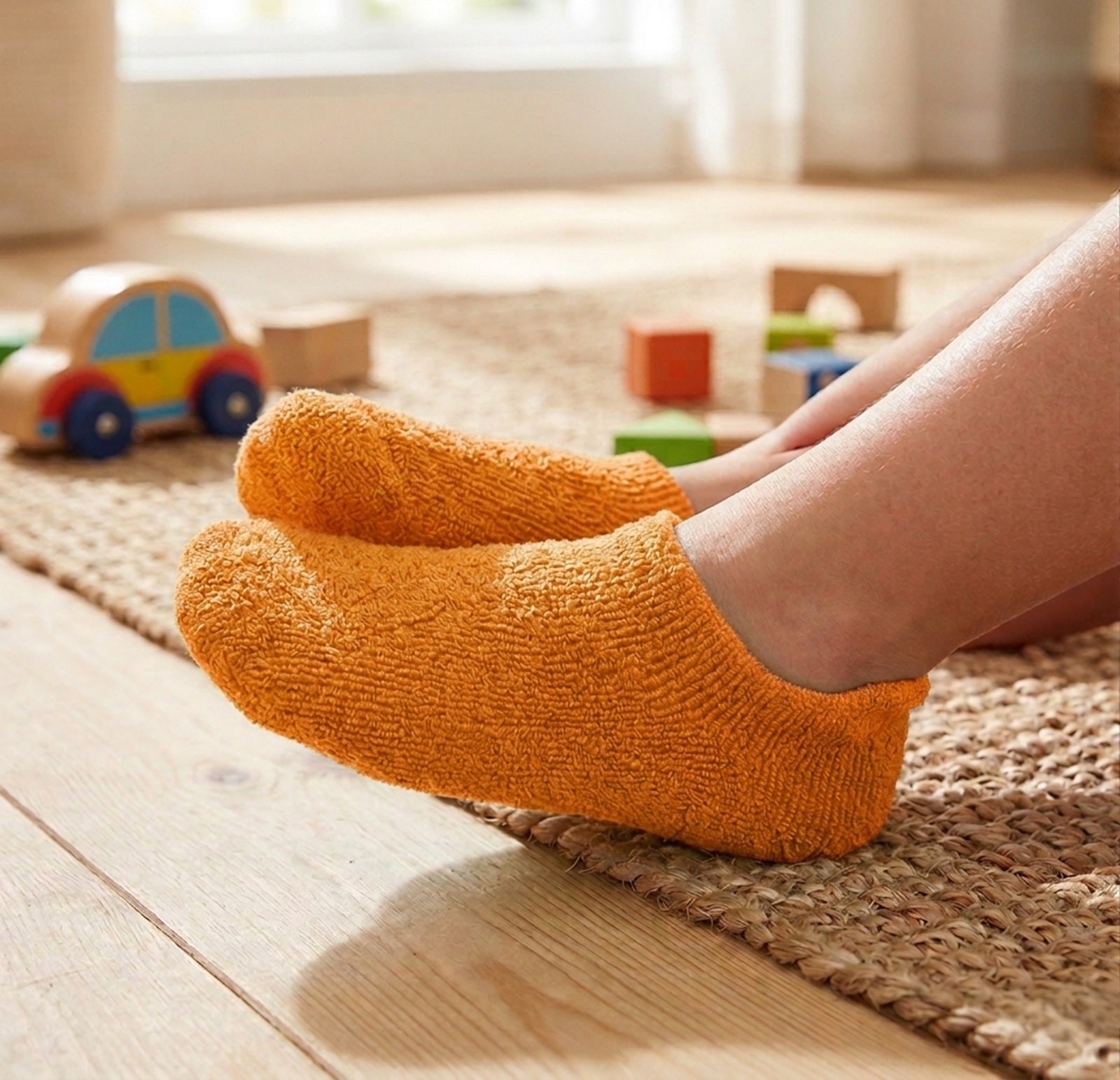 Wrapables Children's Non-Skid Gripper Socks (Set of 3), Green, Orange, Blue