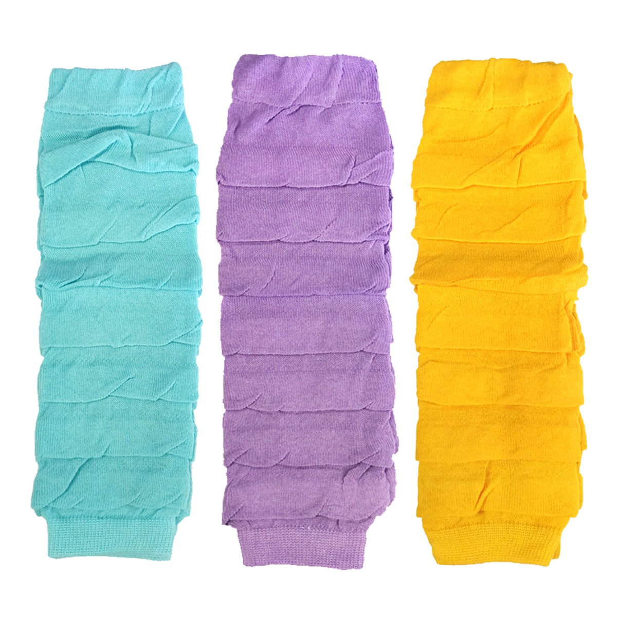 Wrapables Layered Ruffles Baby Leg Warmers (Set of 3), Aqua, Lavender, Amber