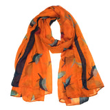 Wrapables Soft Viscose Bird Print Multi-Style Scarf Wrap Shawl Sarong, Orange