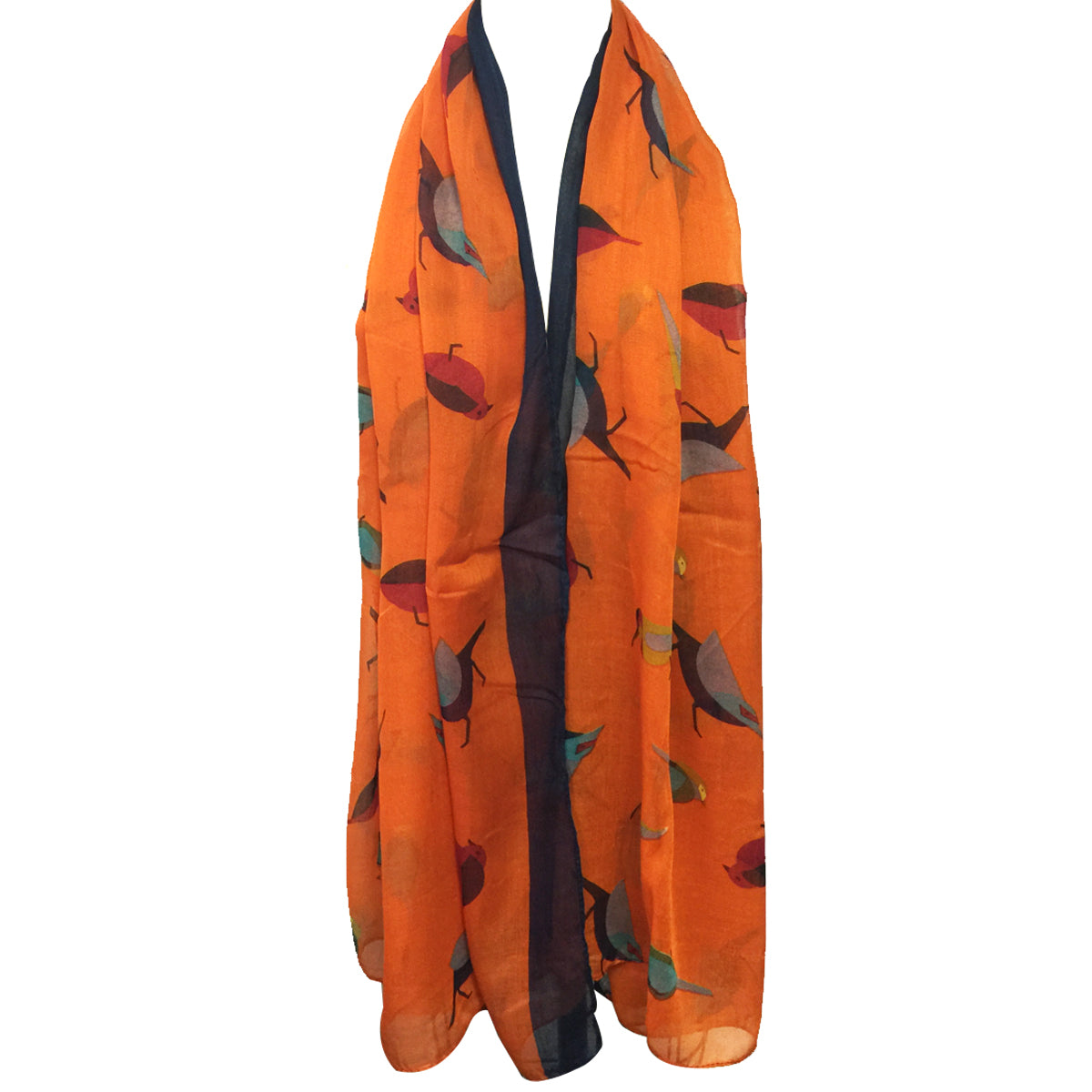 Wrapables Soft Viscose Bird Print Multi-Style Scarf Wrap Shawl Sarong, Orange