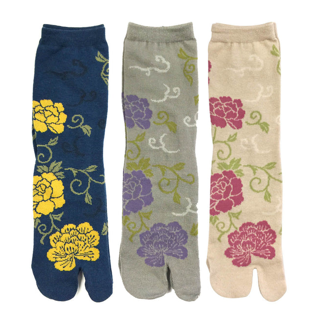 Wrapables Womens 3-Pair Flip-Flop Socks, Floral 2