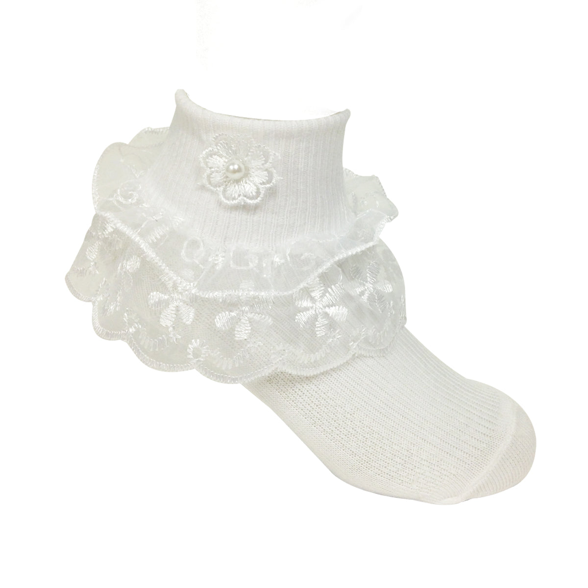 Wrapables Lil Miss Daisy Double Layer Lace Ruffle Socks, Set of 2 (8-10)