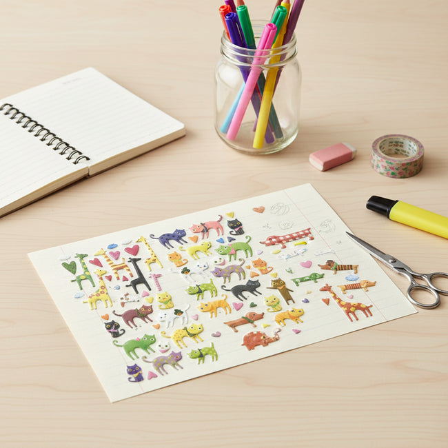 Wrapables Adorable Animal Puffy Stickers for Scrapbooking, Stationery, Diary, and Album (Set of 5)