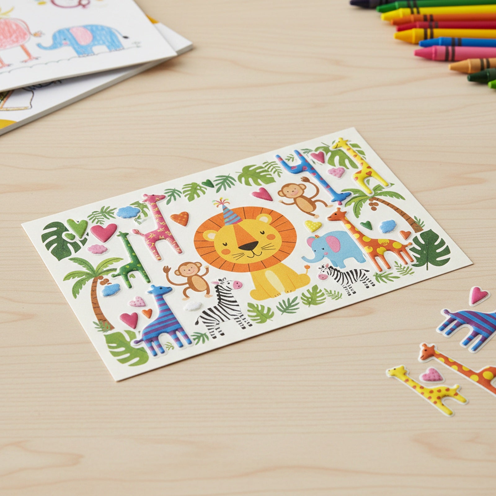 Wrapables Adorable Animal Puffy Stickers for Scrapbooking, Stationery, Diary, and Album (Set of 5)
