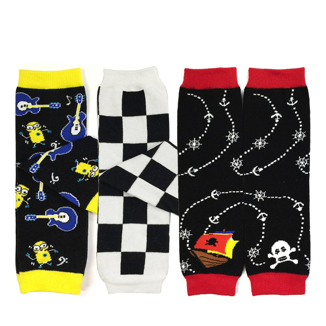 Wrapables Fun and Playtime Baby Leg Warmers (Set of 3), Robots, Checkers, Sea Adventures