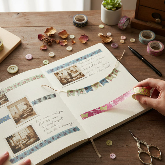 Wrapables Washi Tapes Masking Tapes 10M L x 20mm W, Set of 6, Daydream