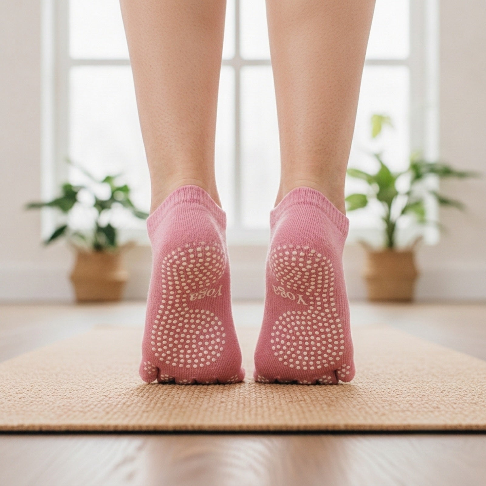 Wrapables Full Toe Yoga Pilates Socks with Grips, Set of 3
