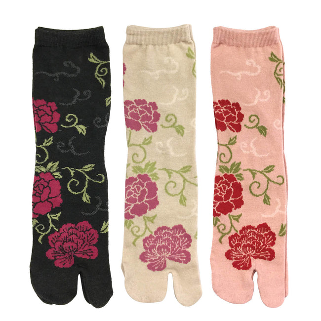 Wrapables Womens 3-Pair Flip-Flop Socks, Floral 1