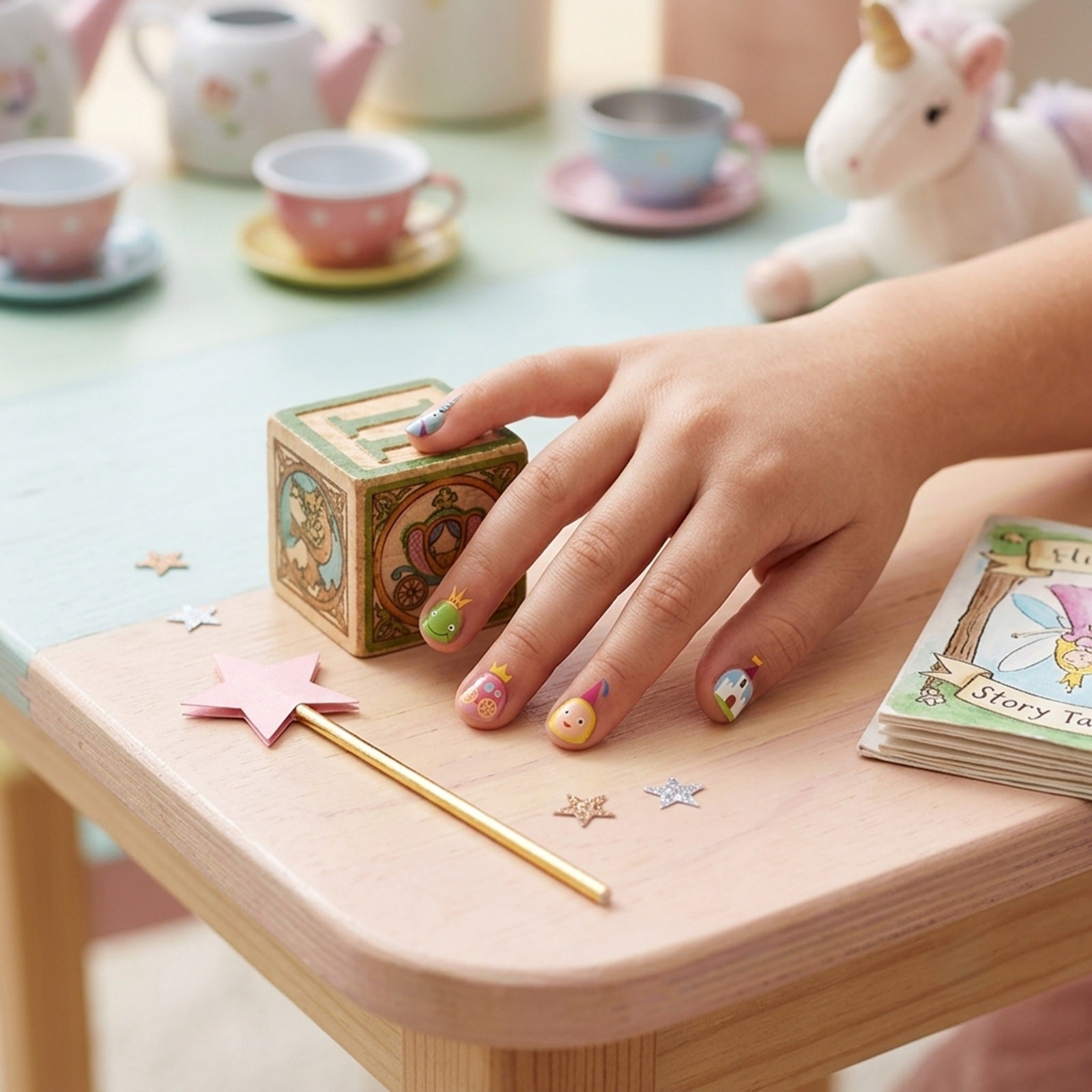Wrapables Fingernail Friends Colorful Nail Stickers Nail Art for Children, 50 Fairytale Stickers & 50 Cuticle Tattoos