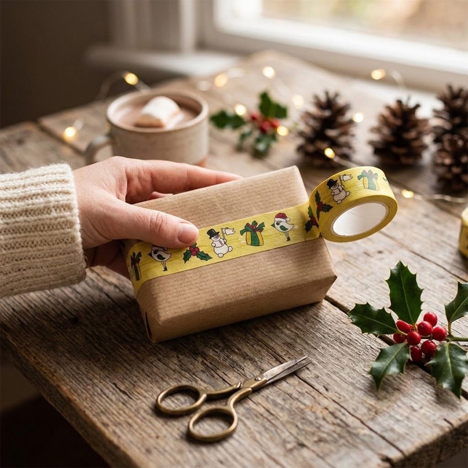 Wrapables Snowmen and Mistletoe Christmas Washi Masking Tape for DIY, Arts and Crafts, Scrapbooks, Journals, Card Making, Gift Wrapping