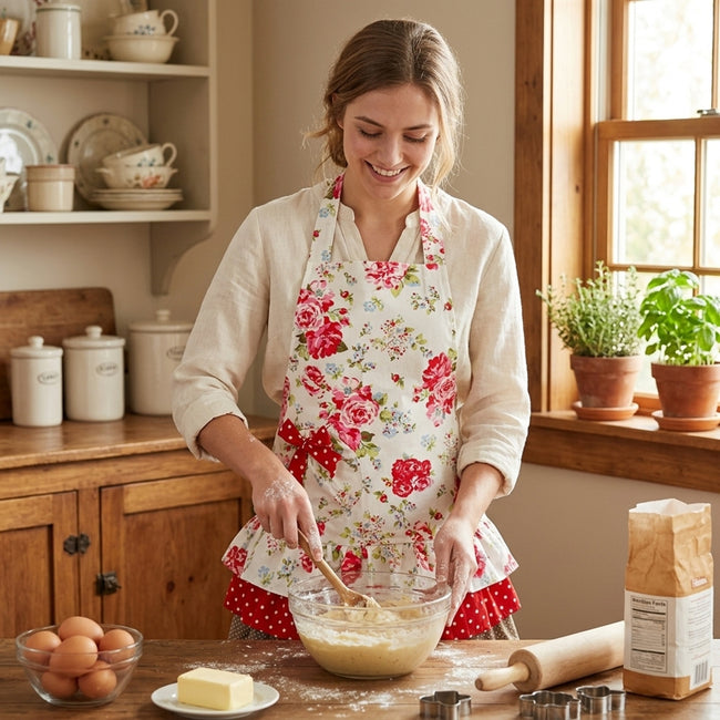 Wrapables Mother and Daughter Ruffles and Roses Apron for Baking, Cooking & Crafts