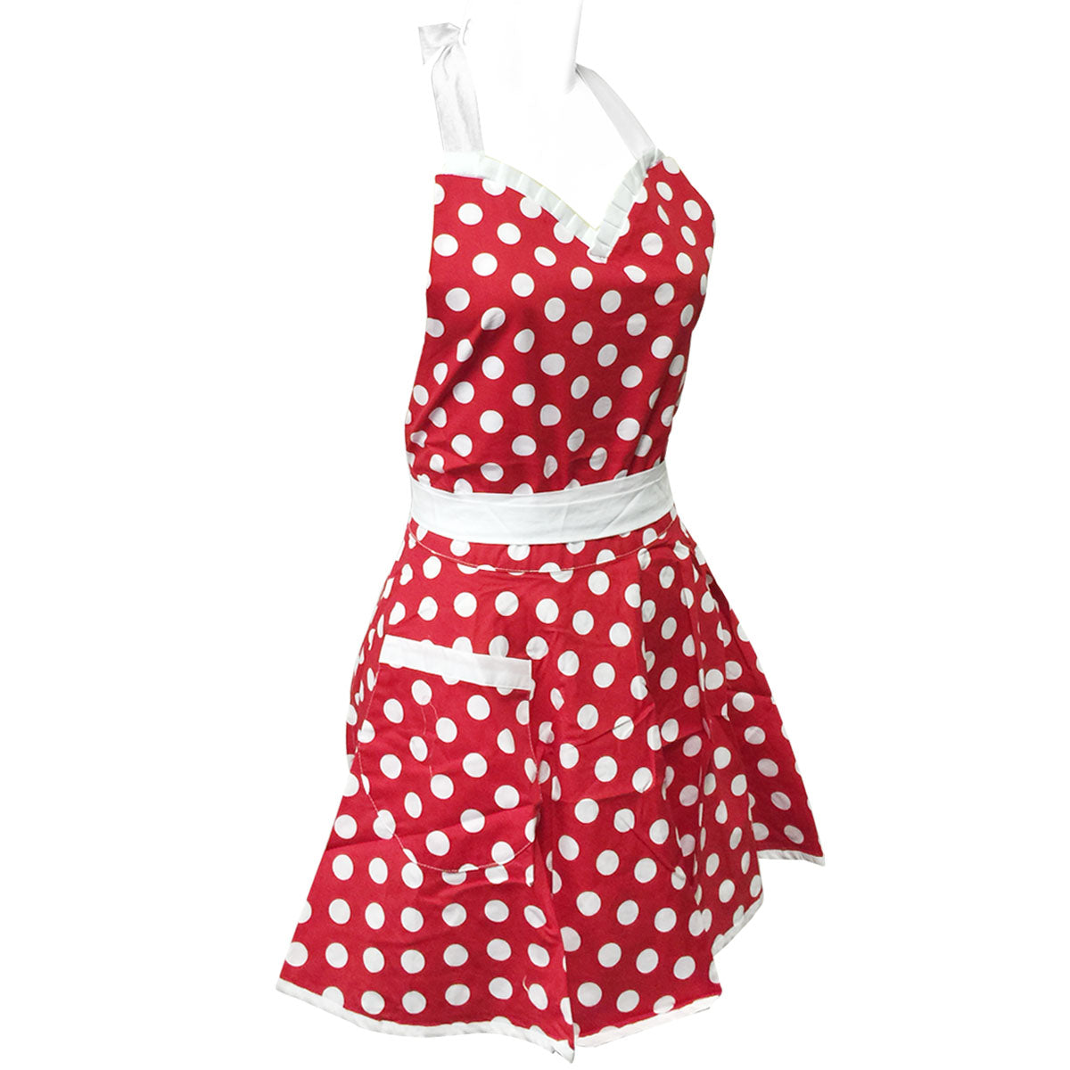 Wrapables Adjustable Flirty Hostess Apron, Red Polka Dots