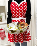 Wrapables Adjustable Flirty Hostess Apron, Red Polka Dots