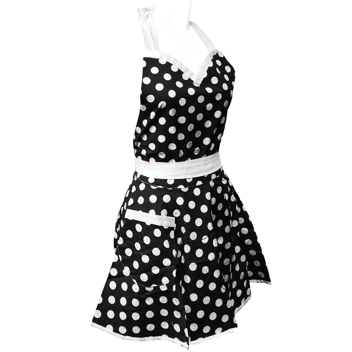 Wrapables Adjustable Hostess Apron, Black Polka Dots