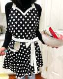 Wrapables Adjustable Hostess Apron, Black Polka Dots