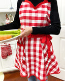 Wrapables Adjustable Flirty Hostess Christmas Apron, Red Gingham