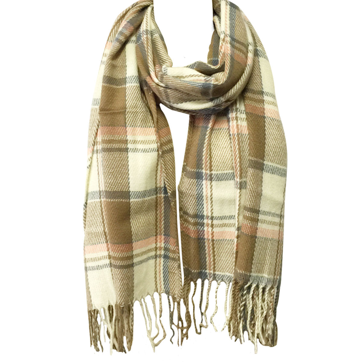 Wrapables Winter Warm Plaid Long Scarf Wrap, Khaki