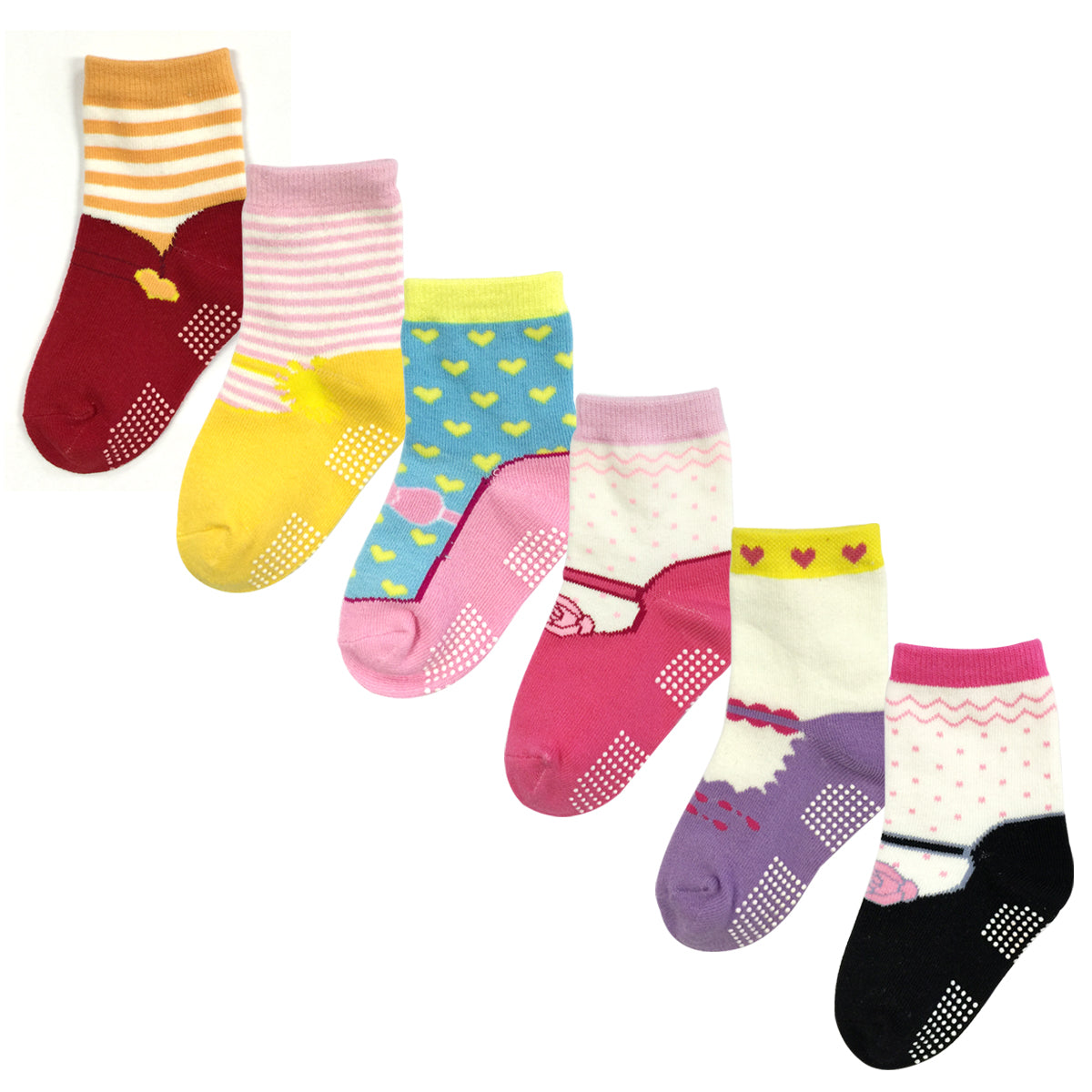 Wrapables Precious Mary Jane Non-Skid Socks (Set of 6), SET1