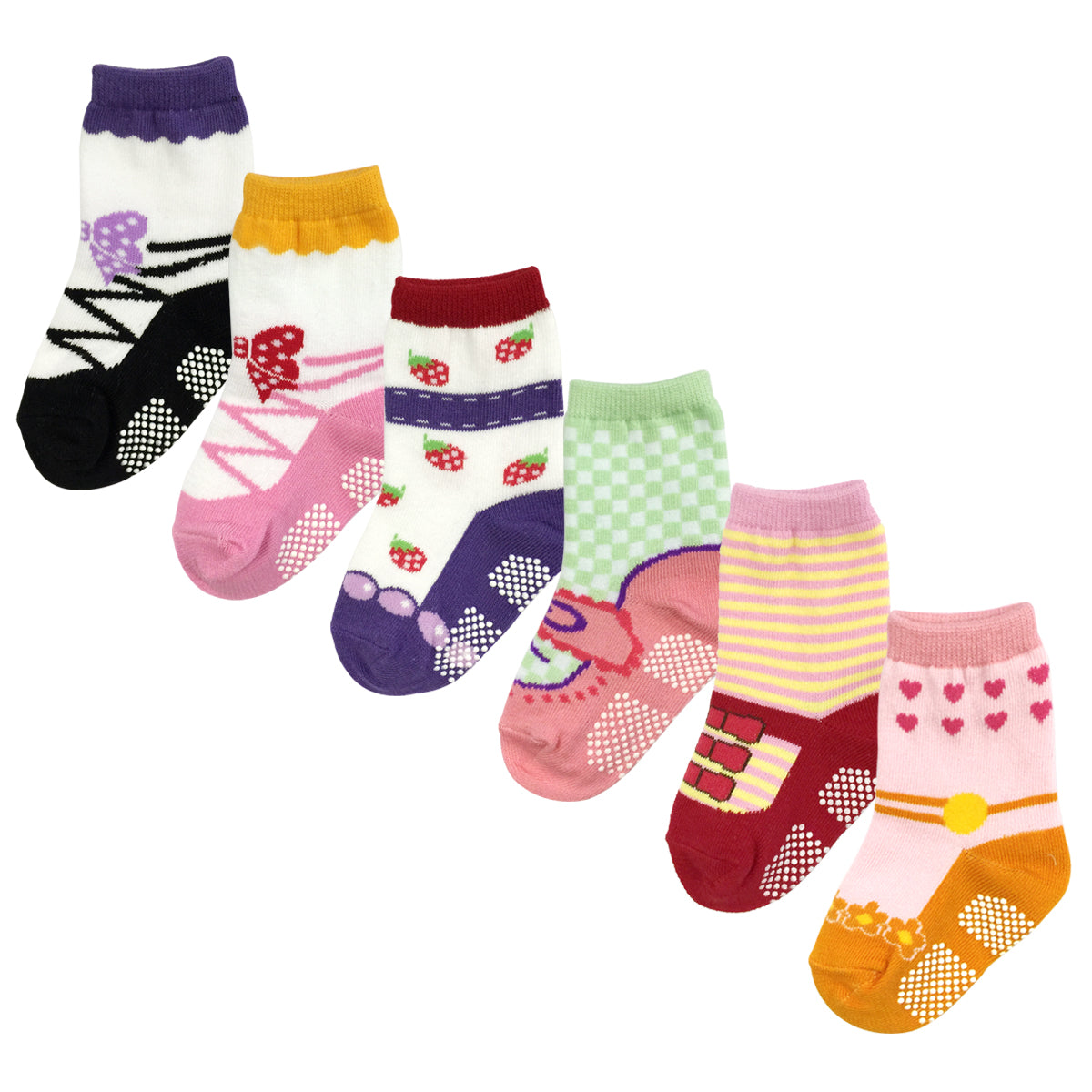 Wrapables Cutie Pie Mary Jane Non-Skid Socks (Set of 6), Set 1