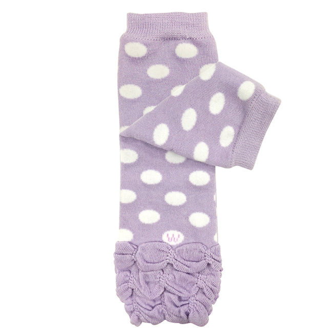 Wrapables Ruched and Dots Baby & Toddler Leg Warmers, Lavender Ruched and Dots