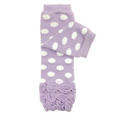 Wrapables Ruched and Dots Baby & Toddler Leg Warmers, Lavender Ruched and Dots