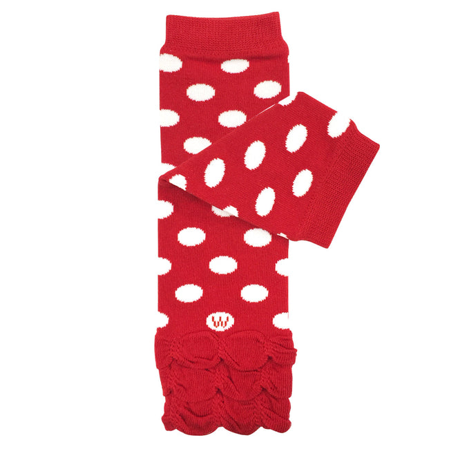 Wrapables Ruched and Dots Baby & Toddler Leg Warmers, Red Ruched and Dots