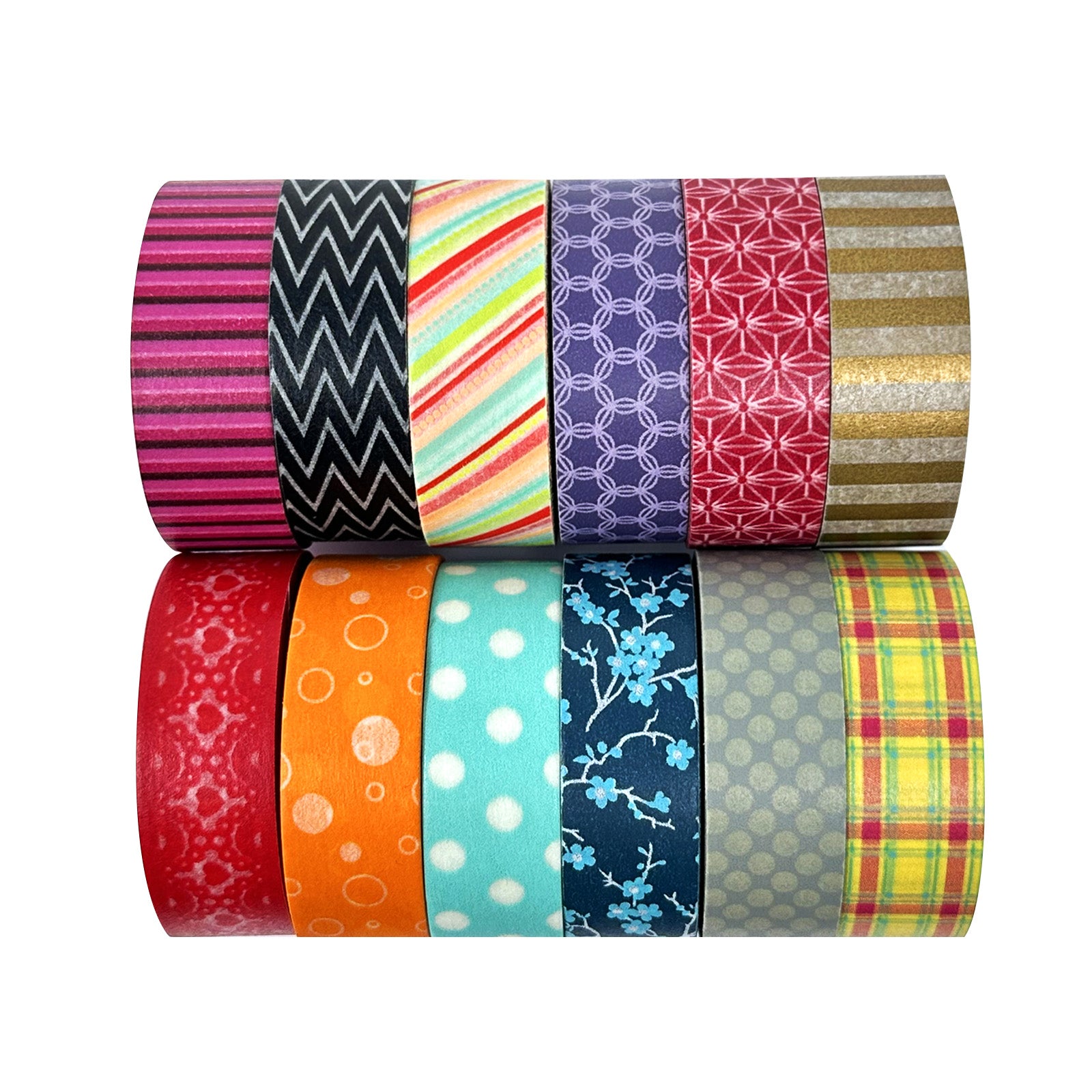 Wrapables Washi Tapes Decorative Masking Tapes, Set of 12