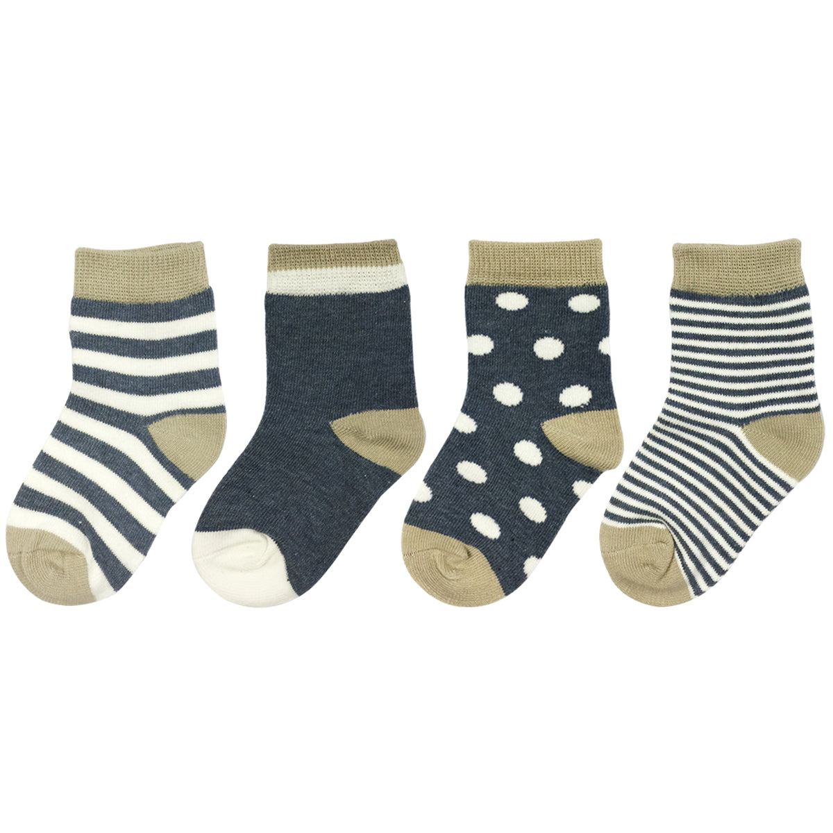 Wrapables Casual Cute Socks for Baby (Set of 4), Slate Blue