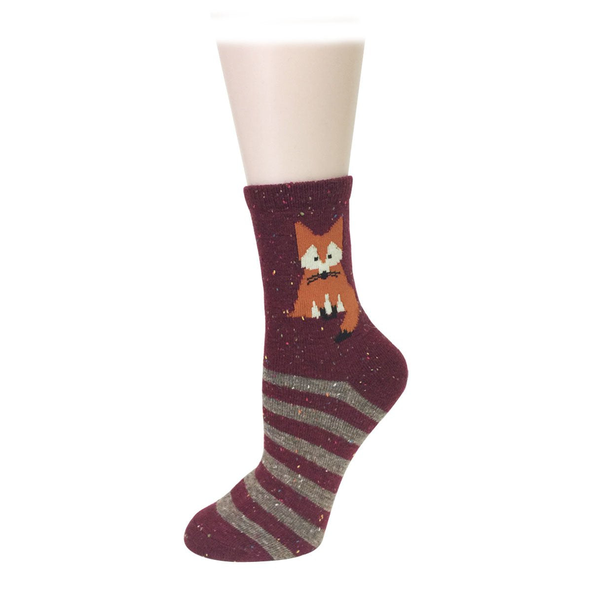 Wrapables Thick Rabbit Hair Wool Crew Socks (Set of 6), Fox and Elephant