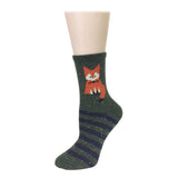 Wrapables Thick Rabbit Hair Wool Crew Socks (Set of 6), Fox and Elephant