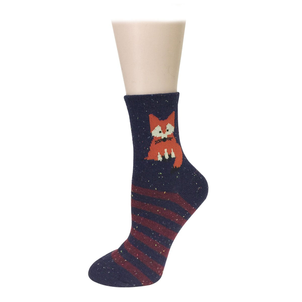 Wrapables Thick Rabbit Hair Wool Crew Socks (Set of 6), Fox and Elephant