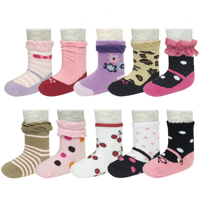 Wrapables Sweet Girl Non-Skid Mary Jane Socks (Set of 10)