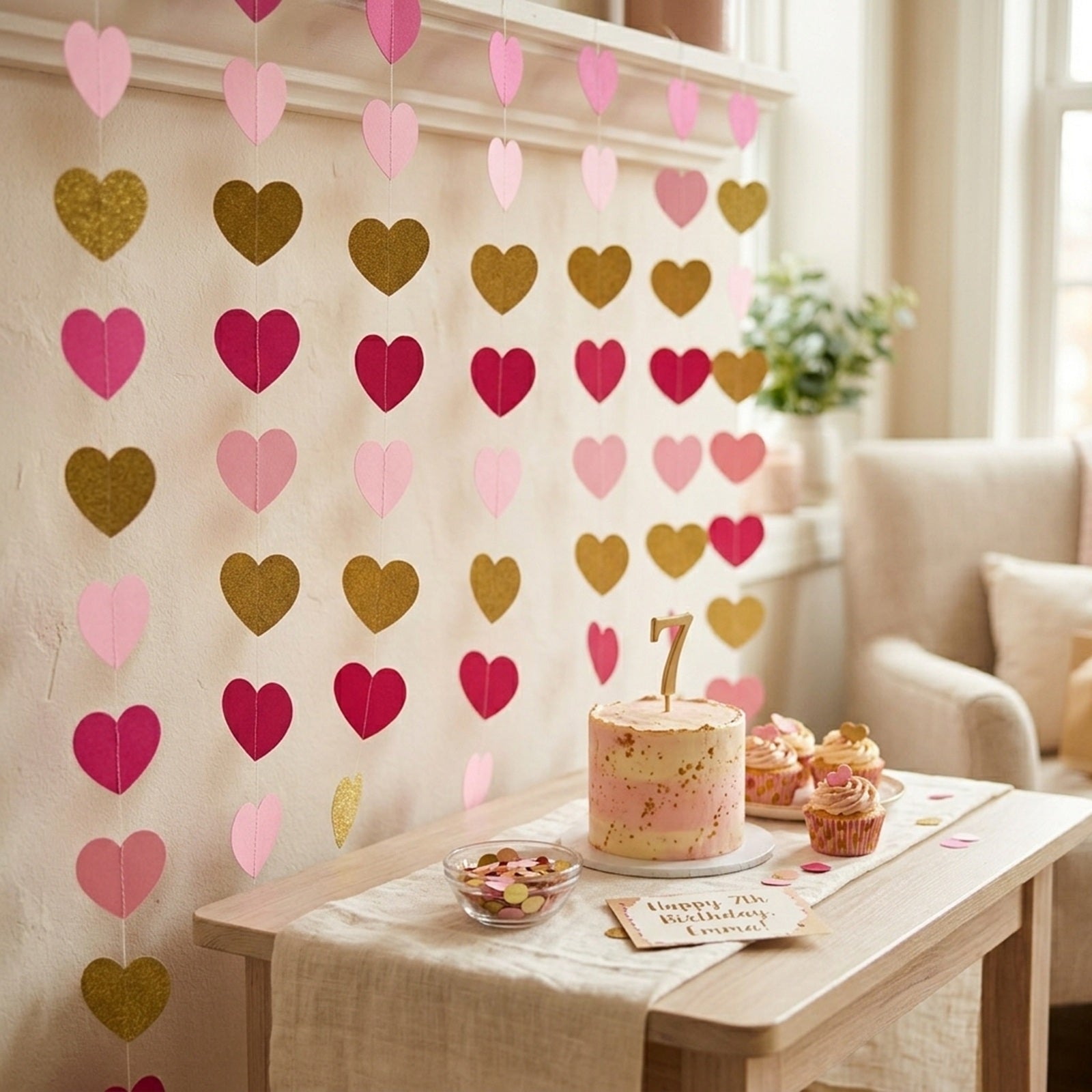 Wrapables 13ft Paper Heart Garland Party Decorations (Set of 2)