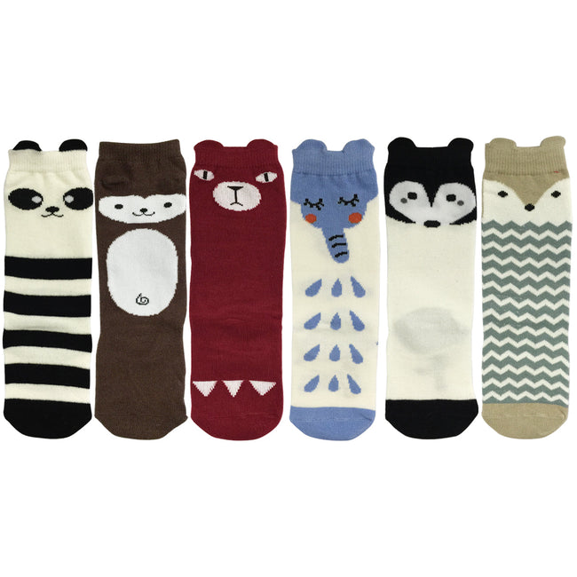 Wrapables My Best Buddy Socks for Baby (Set of 6), Forest Friends (1-3)