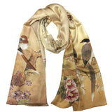 Wrapables Luxurious 100% Charmeuse Silk Long Scarf with Hand Rolled Edges, Swallows