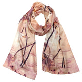 Wrapables Luxurious 100% Charmeuse Silk Long Scarf with Hand Rolled Edges, Cranes