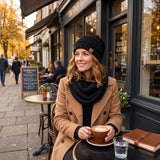 Wrapables Winter Warm Knitted Infinity Scarf and Beanie Hat Set, Black