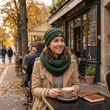 Wrapables Winter Warm Knitted Infinity Scarf and Beanie Hat Set, Hunter Green