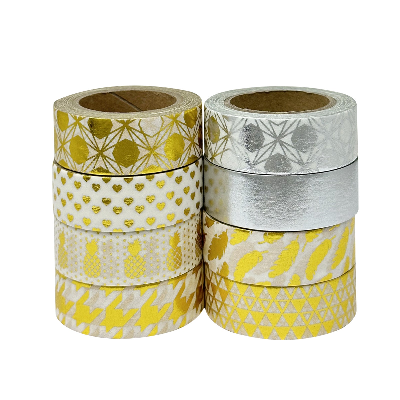 Wrapables Metallic Foil Washi Masking Tape Collection (Set of 8)